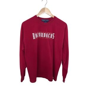 Houndstooth University of Arkansas Razorbacks Long Sleeve Shirt Crimson Size L